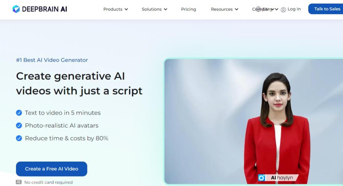 A screenshot of DeepBrain AI's website