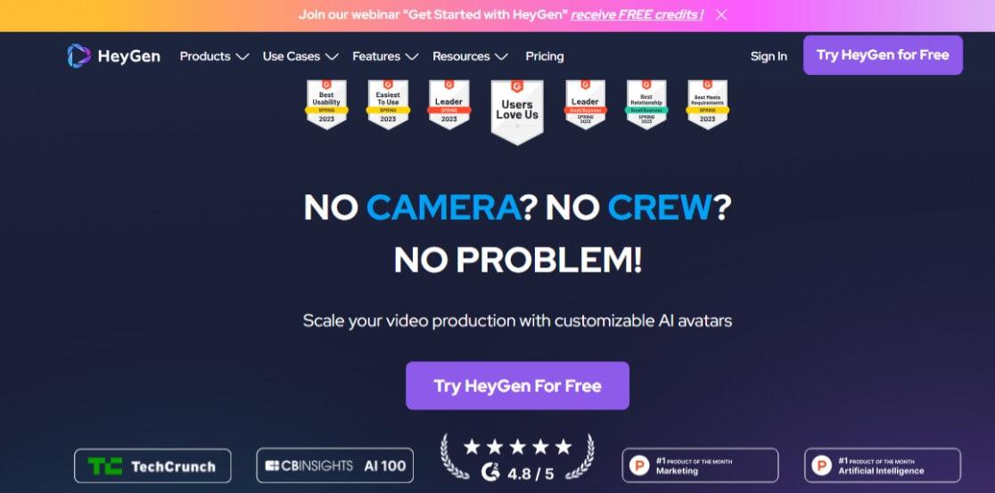 A screenshot of HeyGen's website