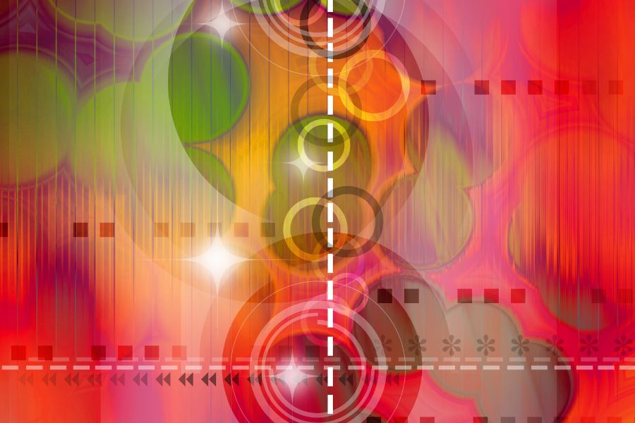 A colorful background with circles and dots