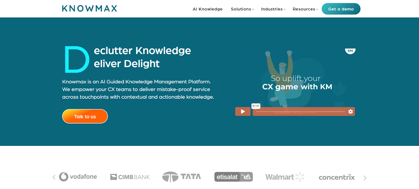 A screenshot of Knowmax's website