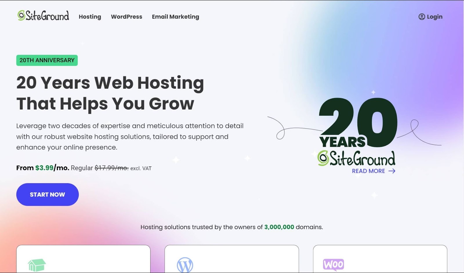 Screenshot of SiteGround website