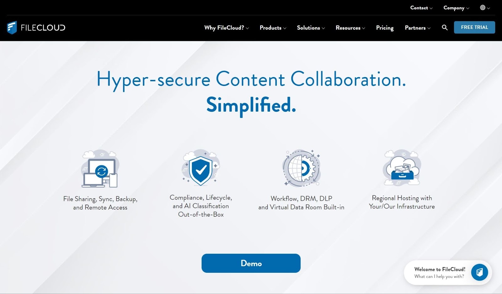 Screenshot of FileCloud website