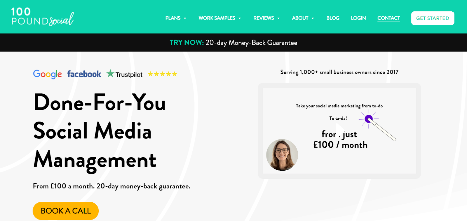 A screenshot of 100 Pound Social's website