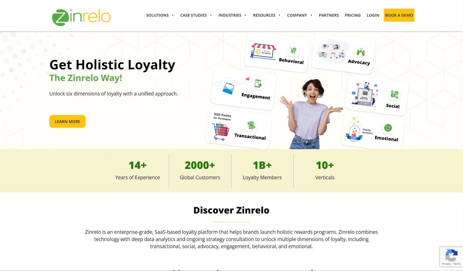 Screenshot of  Zinrelo website