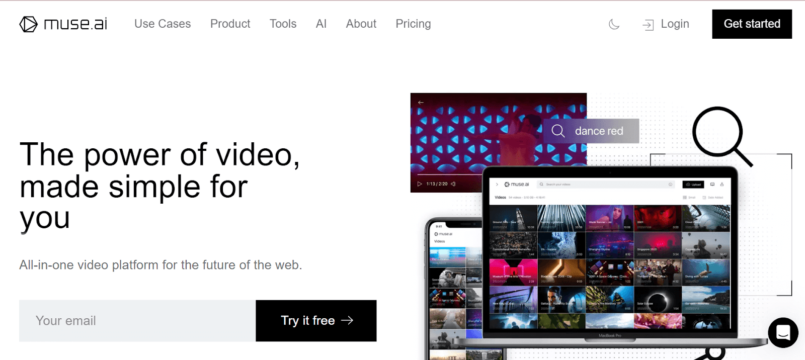 A screenshot of Muse.ai's website
