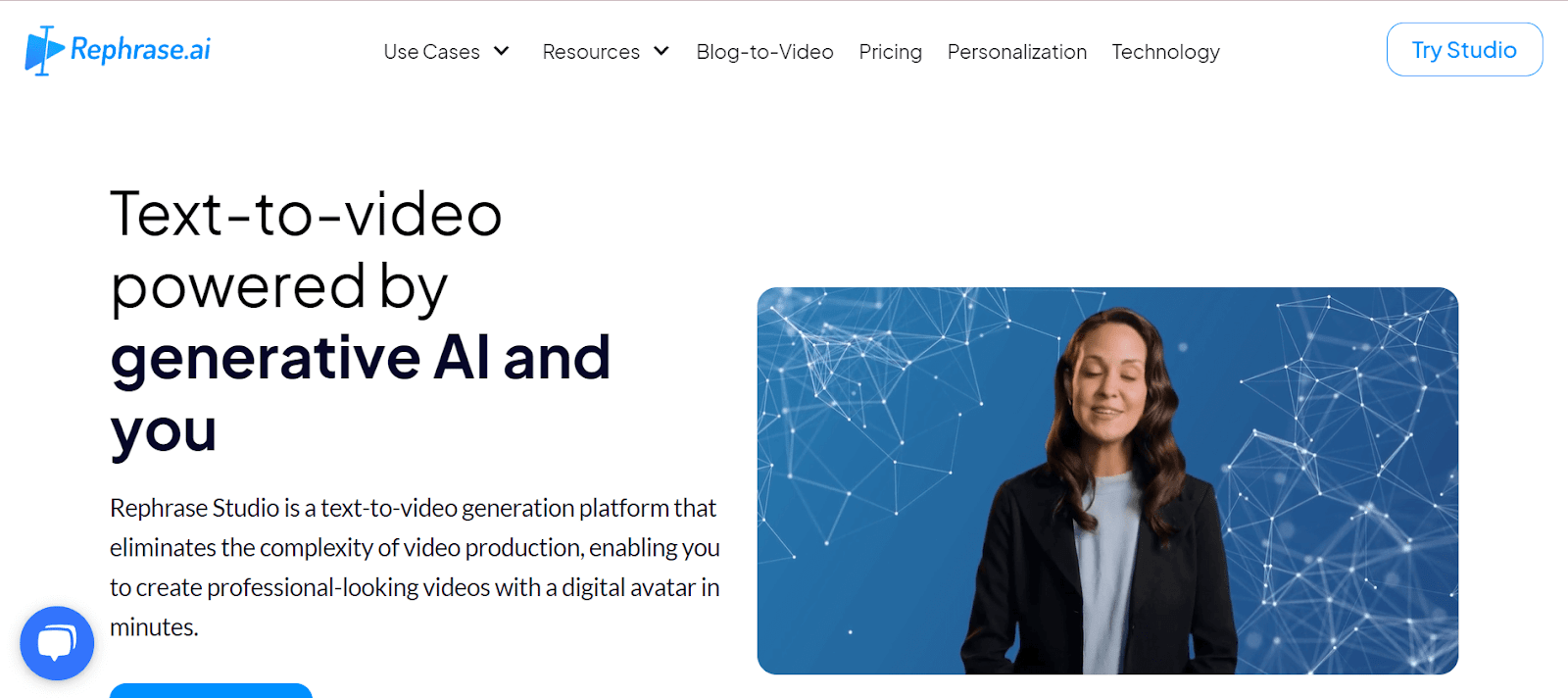 A screenshot of Rephrase.AI's website