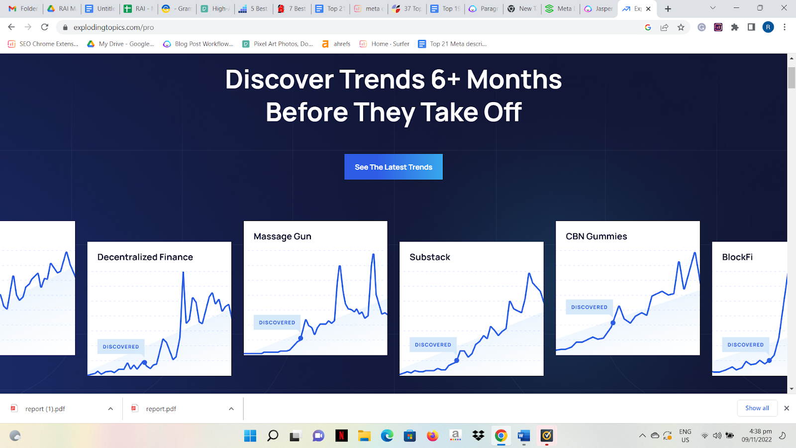 Exploding Topics Webpage