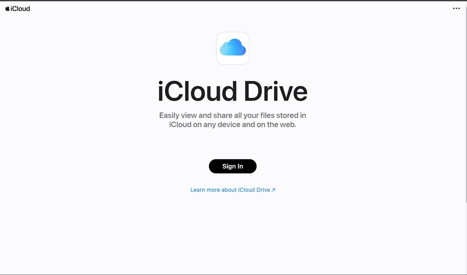 Screenshot of Apple Icloud Drive  website