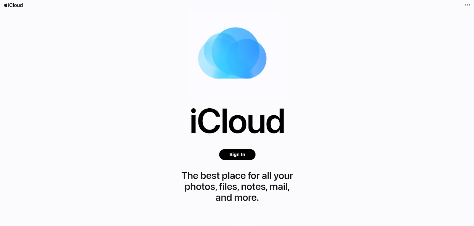 A screenshot of iCloud's website