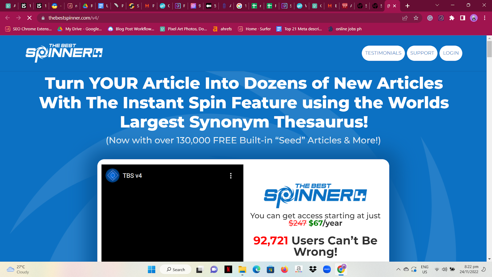 The Best Spinner 4. The Best Spinner is another effective and well-liked sentence rewording tool. It quickly rewrites entire phrases or paragraphs by swapping out the words for synonyms.