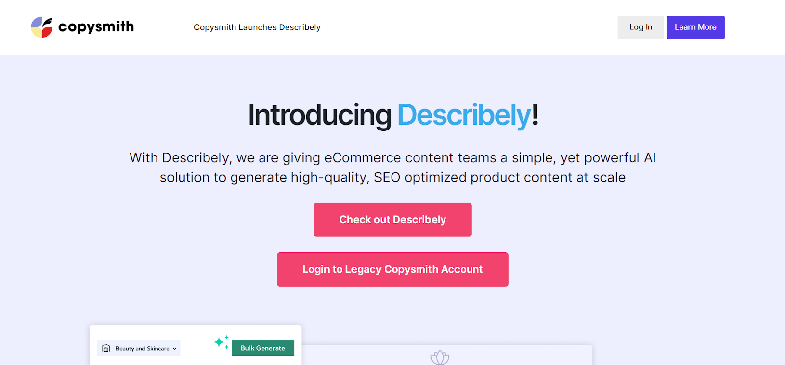 A screenshot of copysmith's website