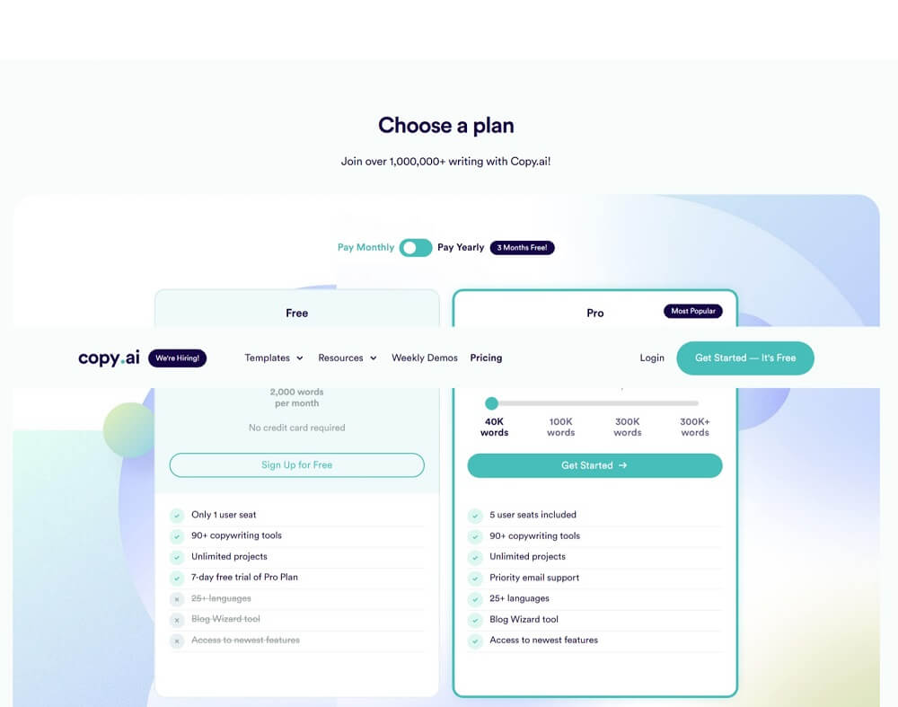 copy.ai pricing