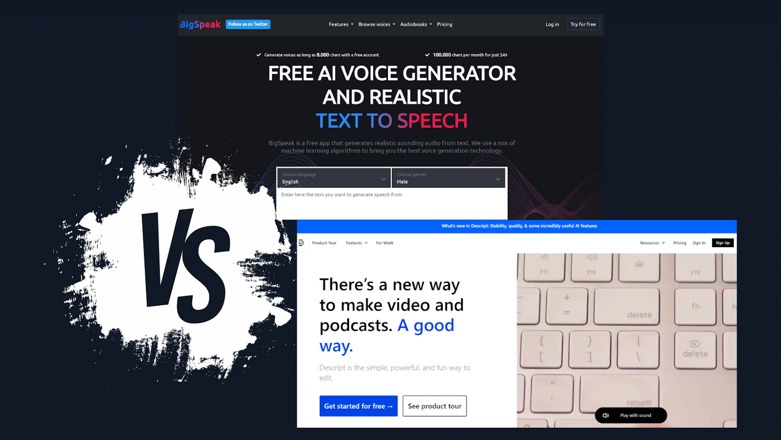 BigSpeak AI VS Descript: Which AI Voice Generator Is Better?