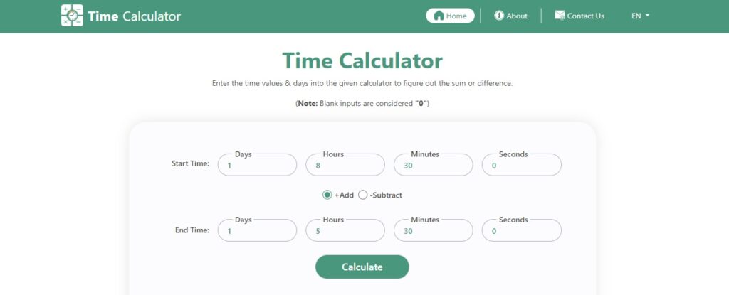 Time Calculator By Calculator-online.net - Best Time Management Tools For Everyone Softlist.io