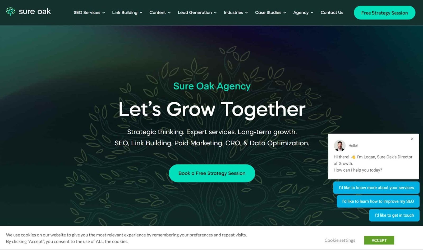 Screenshot of Sure Oak website