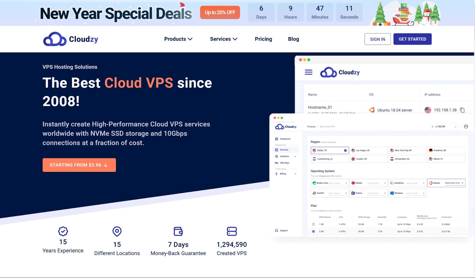 Screenshot of Cloudzy website