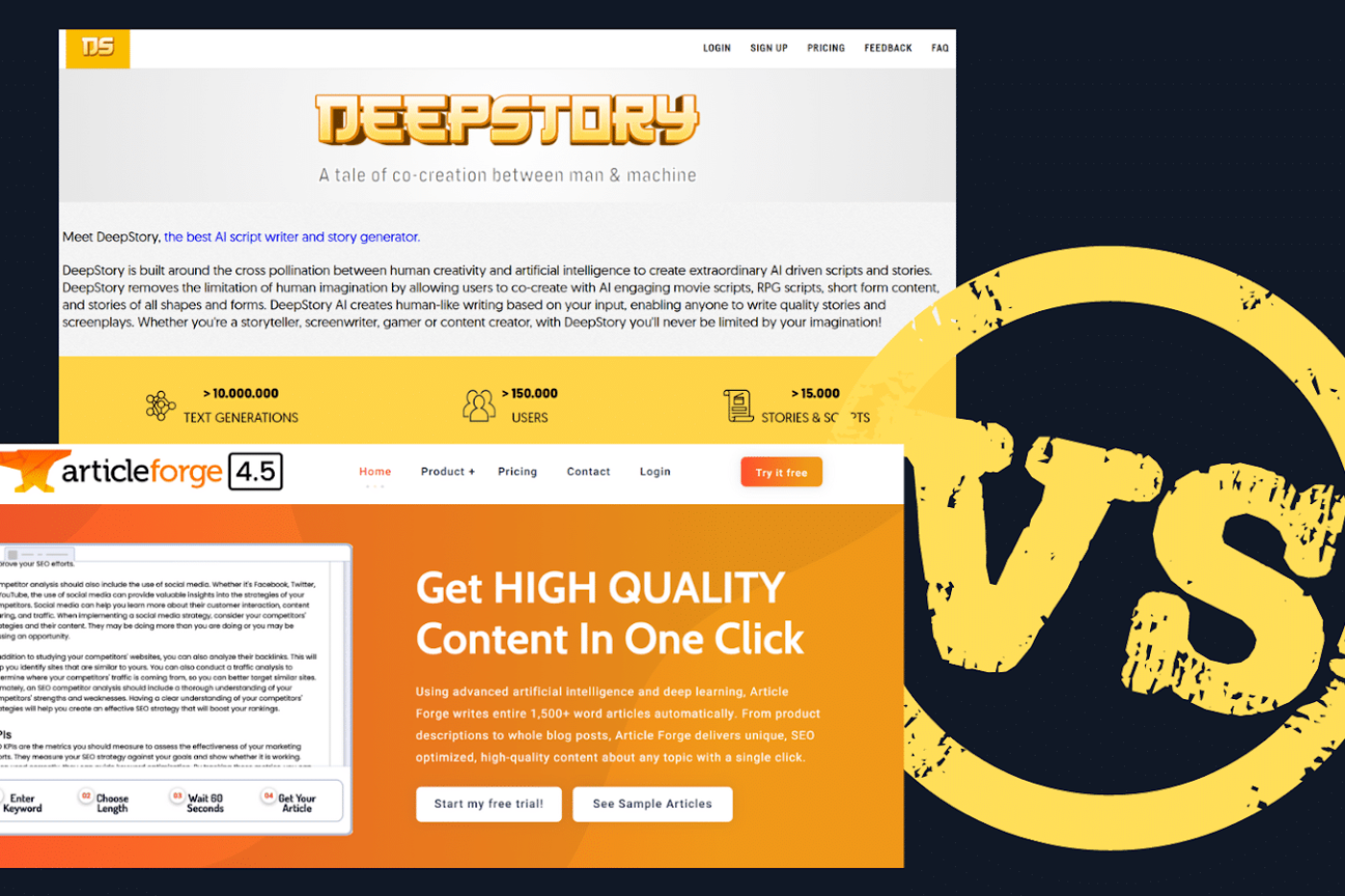 Deepstory AI VS Article Forge comprehensive guide